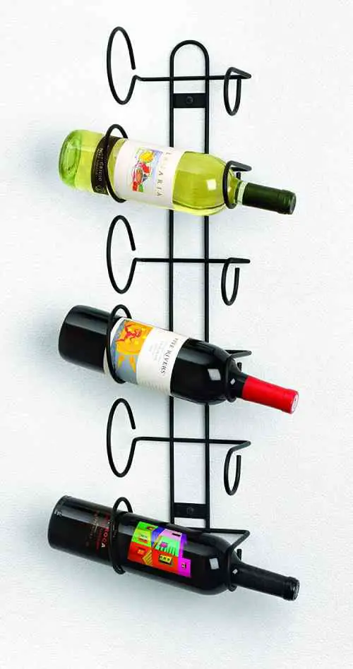 simple wall-mounted steel wine bottle rack
