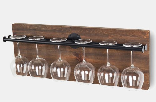 industrial floating wine glass rack