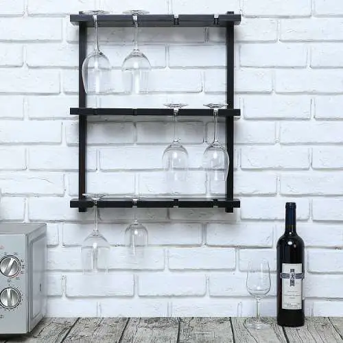 Wall-Mounted Wine Rack 7 Lattice Prismatic Floating Wine Shelf Wine Stemware Storage Holder Glass Rack Cabinet Organizer Multi Bottle Holder（White） 