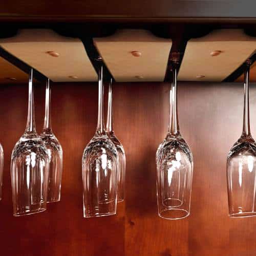 under cabinet raw wood wine glass holder