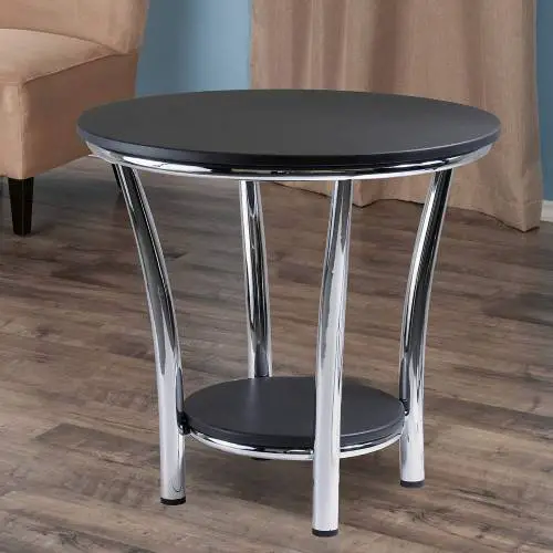 wood and steel side table