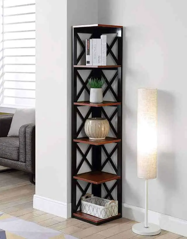 L-shaped corner bookcase with solid metal frame