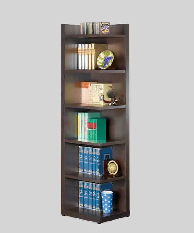 solid corner bookcase with open side