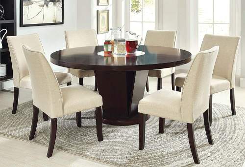 solid wood round pedestal dining table