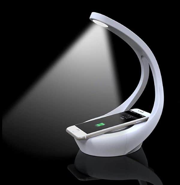 The Unidapt LED Desk Lamp is a multifunctional product that charges your phone wirelessly. The lamp provides three dimmable light settings and a touch control with light indicator that turns the lamp on and off.