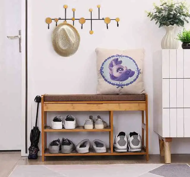 C&AHome Entryway Bamboo Shoe Rack Bench