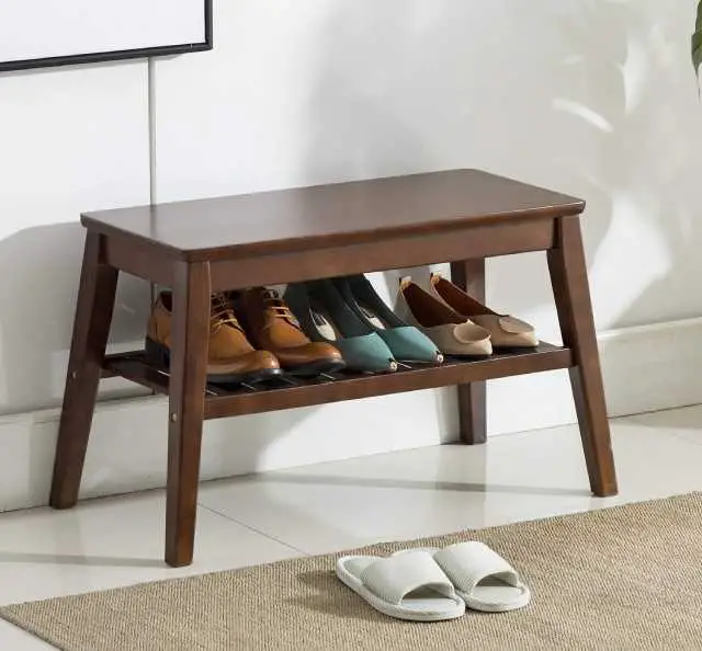 solid bamboo shoe bench