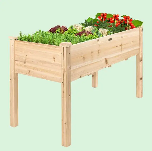 wooden raised garden bed planter