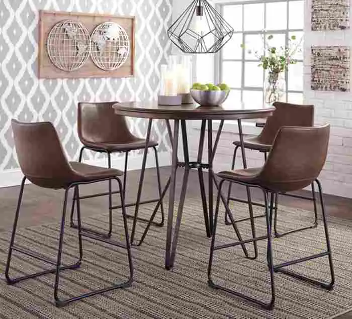 counter-height round dining table and stools