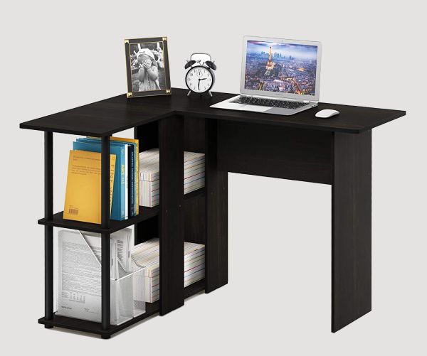 corner desk with shelves