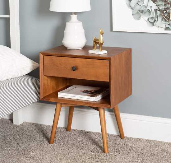 solid pine mid-century side table nightstand