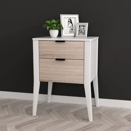 side table with two storage drawers