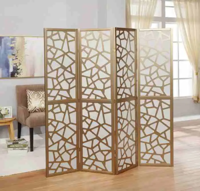 4-screen room divider with mosaic design