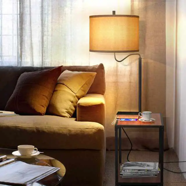 floor lamp with table and USB port