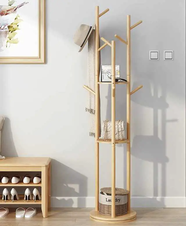 wooden coat rack stand