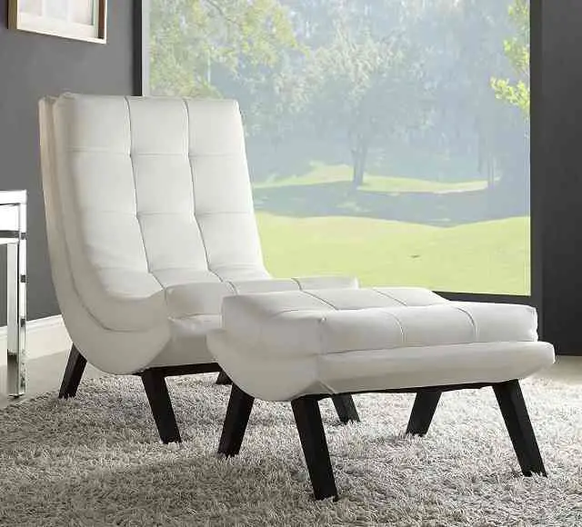 faux leather lounge chair with ottoman