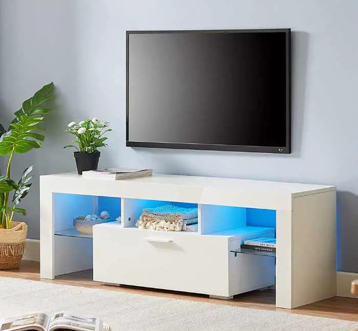 glossy LED TV Stand with LED light display