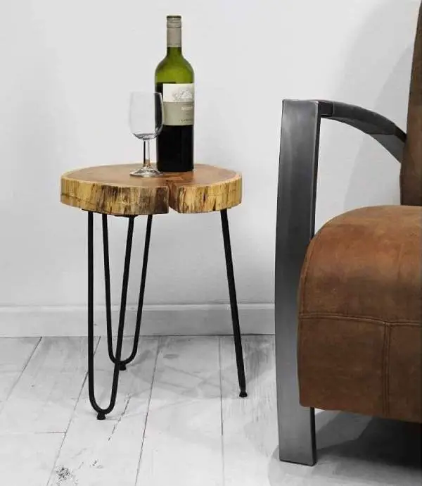 wooden live edge end table